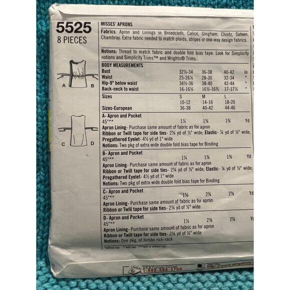 Simplicity 5525 Sewing pattern Apron pattern size S M L - Picture 4 of 5